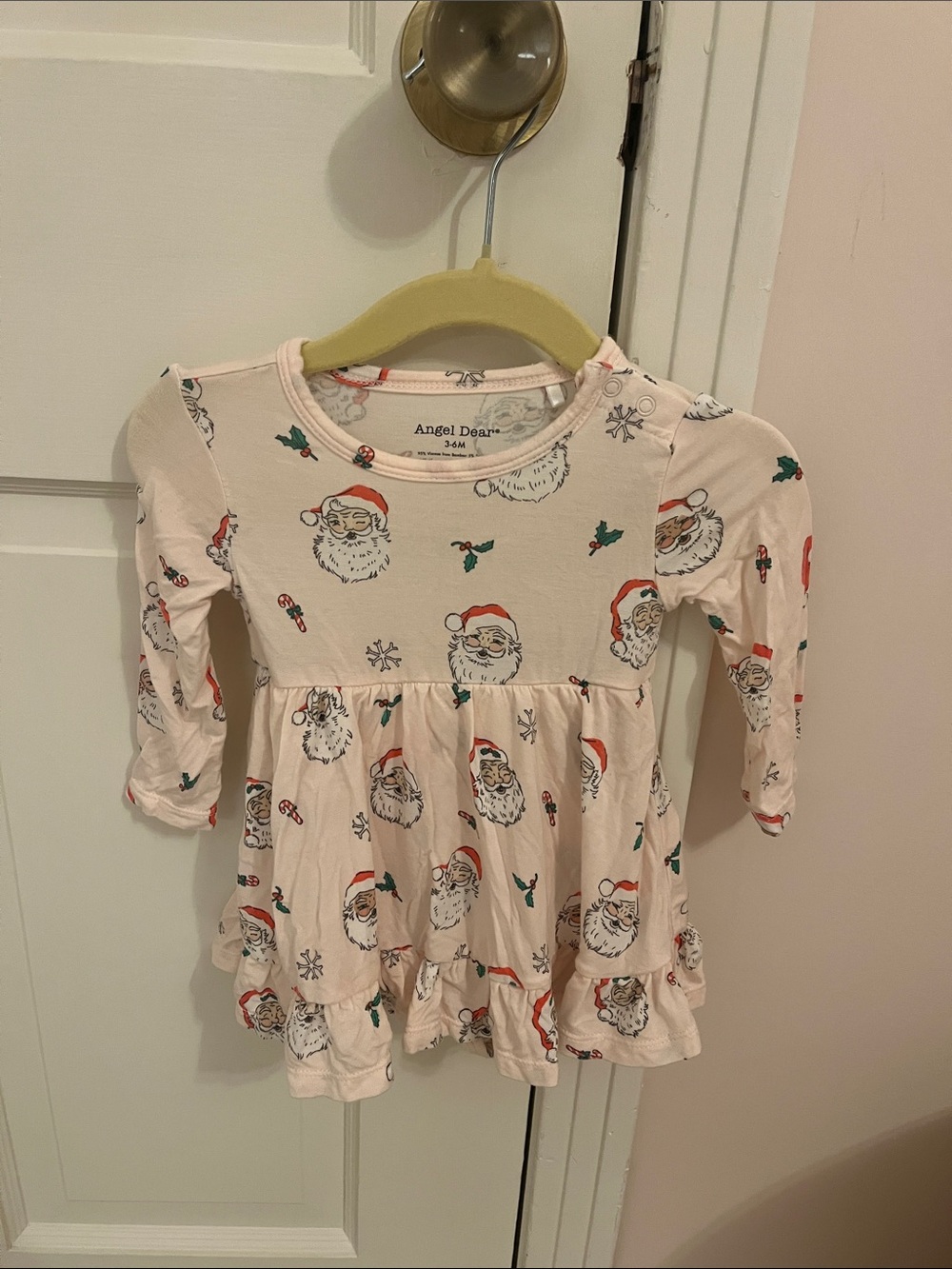 Angel Dear Light Pink Santa Face Ruffle Dress